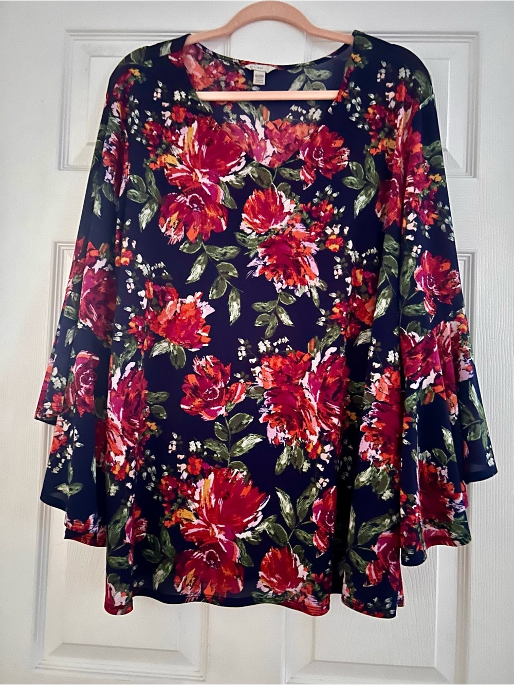 Cato Top  - Navy with Floral Print